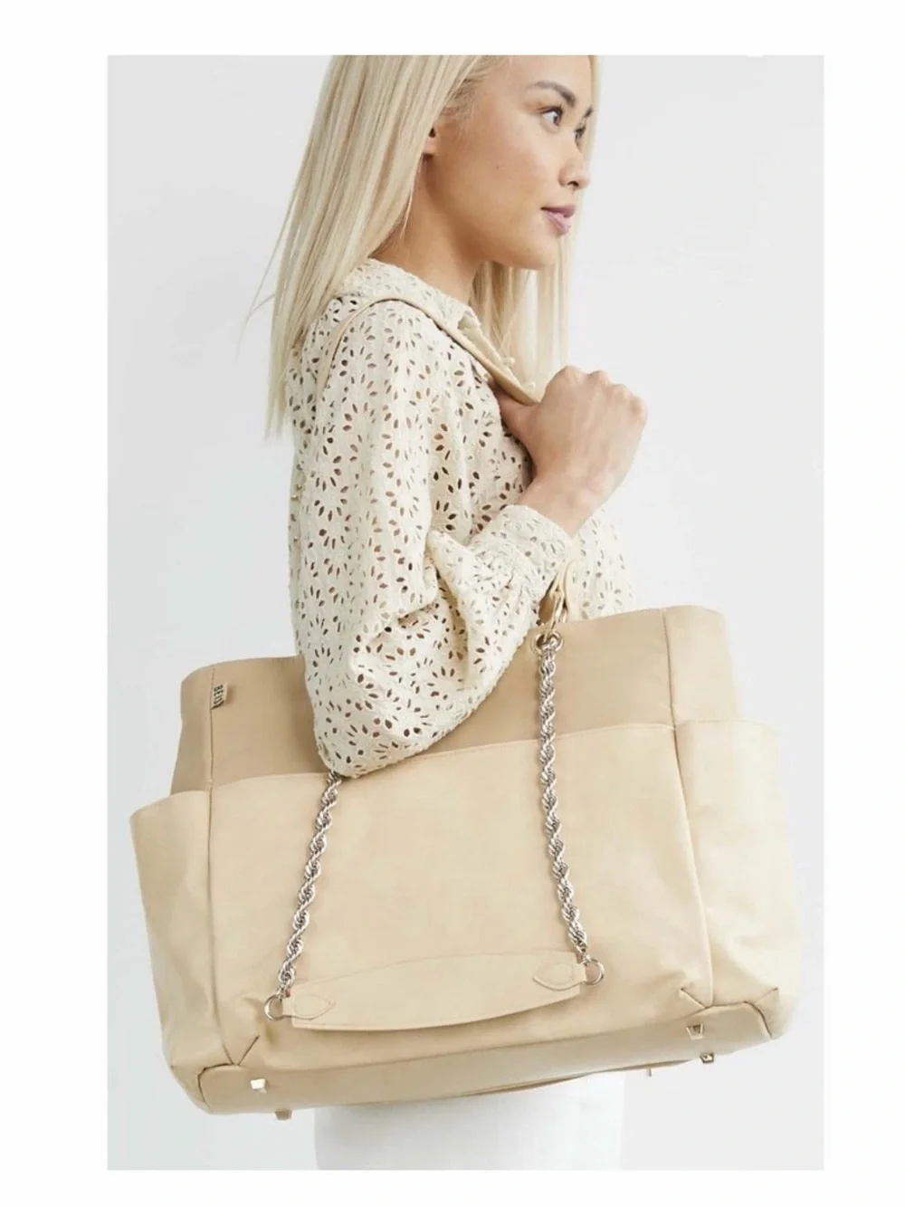 BÉIS Beige Diaper Bag with Shoulder Strap & Stroller Straps